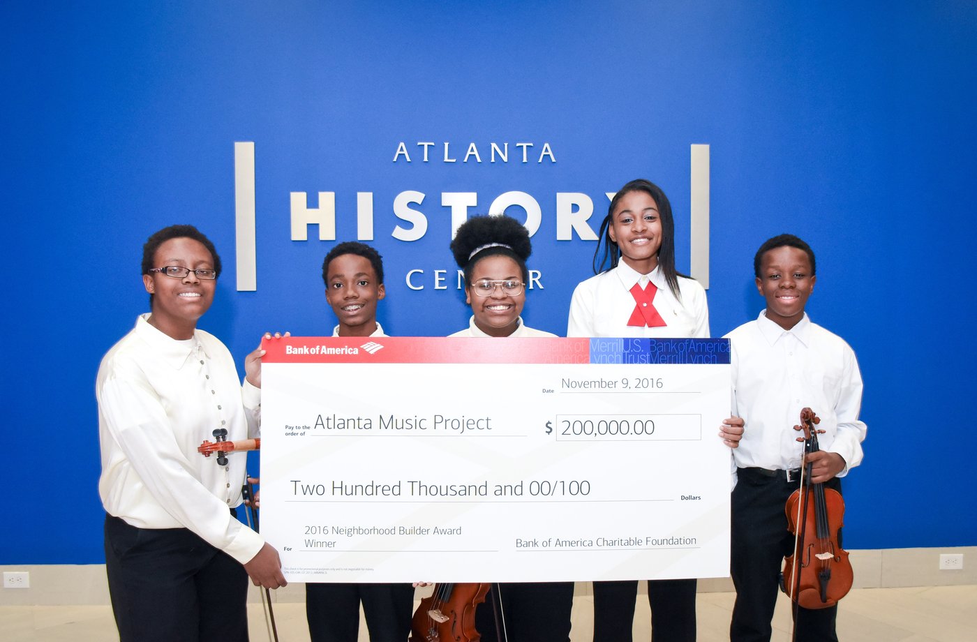 Bank of America Neighborhood Builders Award Check